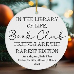 Book Club Ornament Book Club Gifts Custom Book Club Dated Ornament